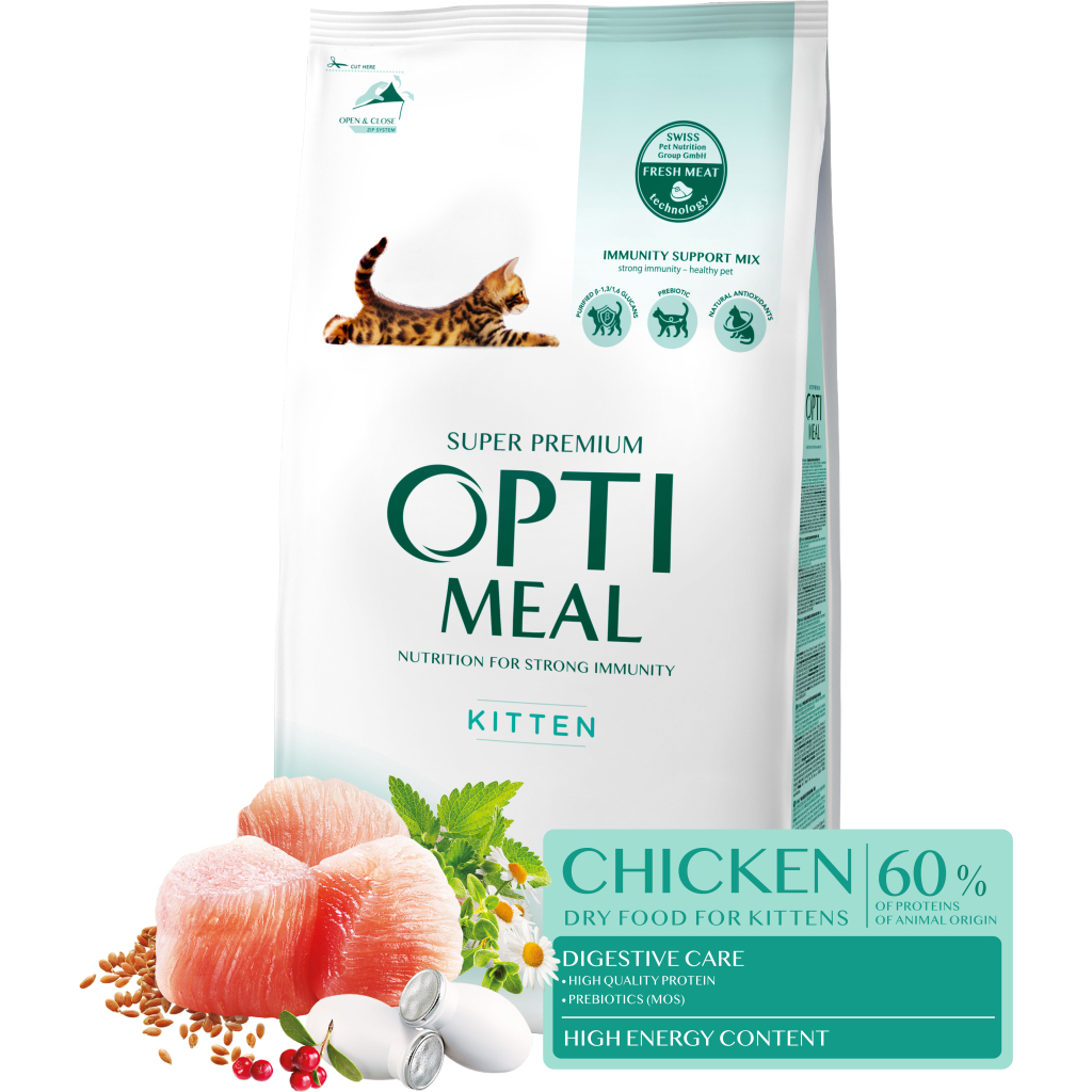 Сухий корм для кішок Optimeal для кошенят зі смаком курки 1.5 кг (4820215369664) - изображение 2