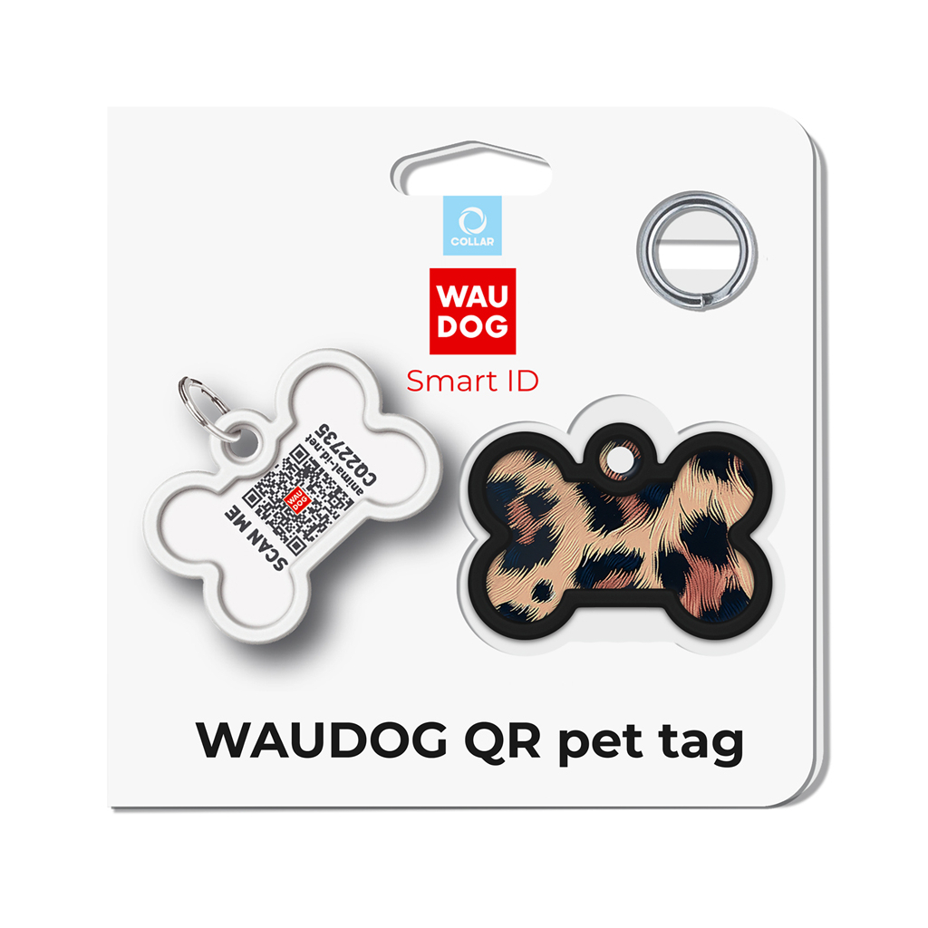 Адресник для тварин WAUDOG Smart ID з QR паспортом "Леопард", кістка 40х28 мм (231-4066) - изображение 5