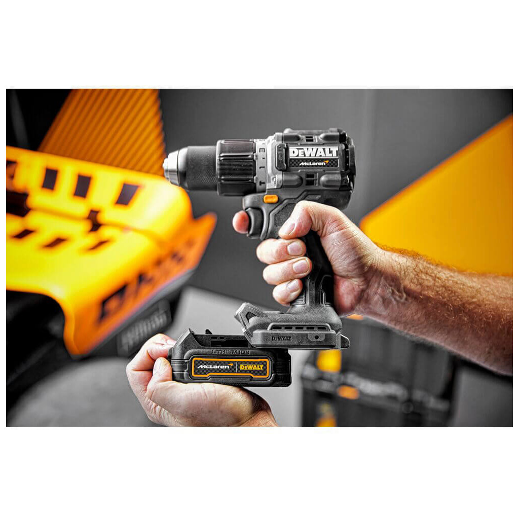 Шуруповерт DeWALT McLaren F1, XR Li-Ion PowerStack 18V GFN блок 2x1.7Ah, 90 Нм, кейс TSTAK (DCD85ME2GT) - зображення 10