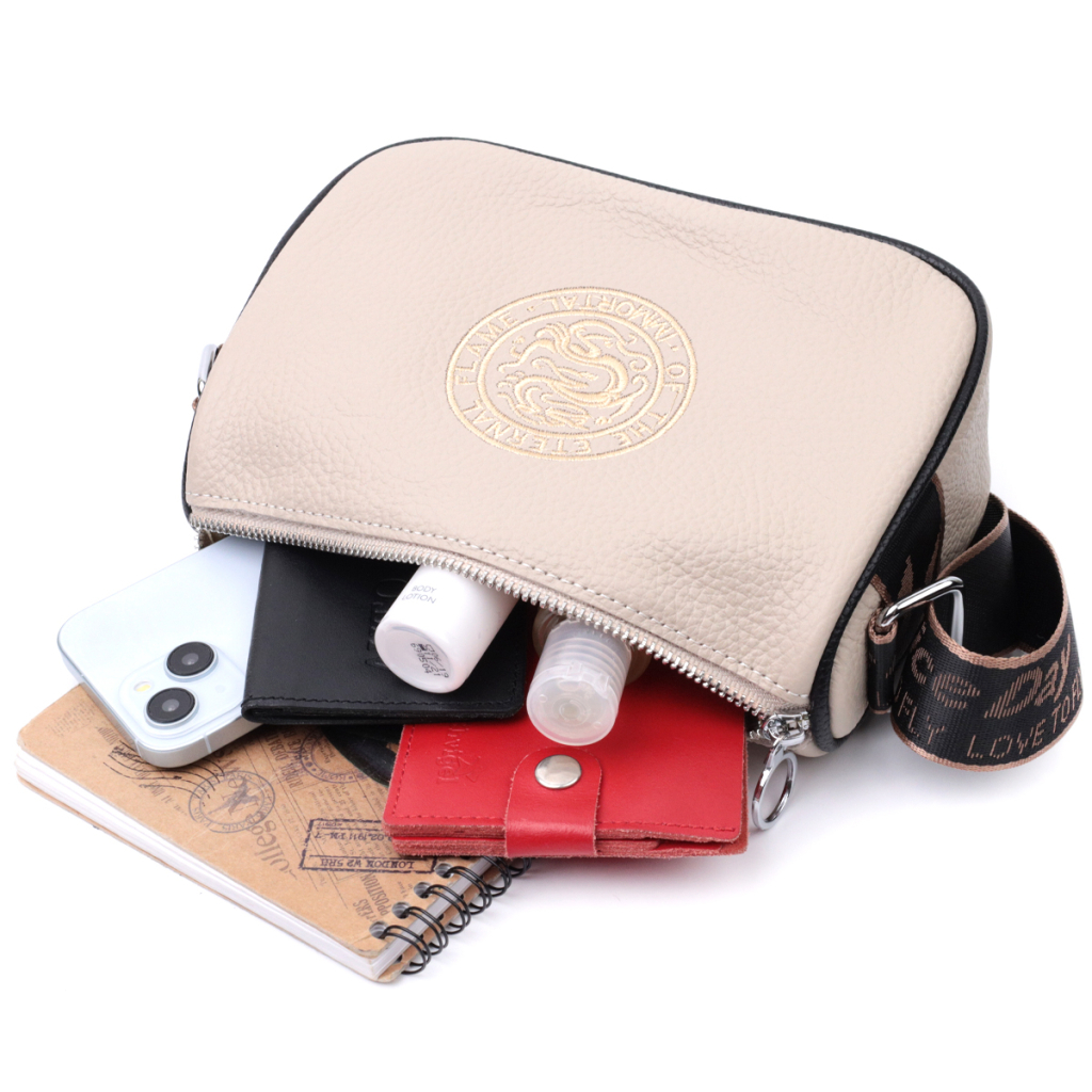 Сумка Vintage Жіноча з вишивкою на лицьовій стороні з натуральної шкіри Бежева (22625) - зображення 10