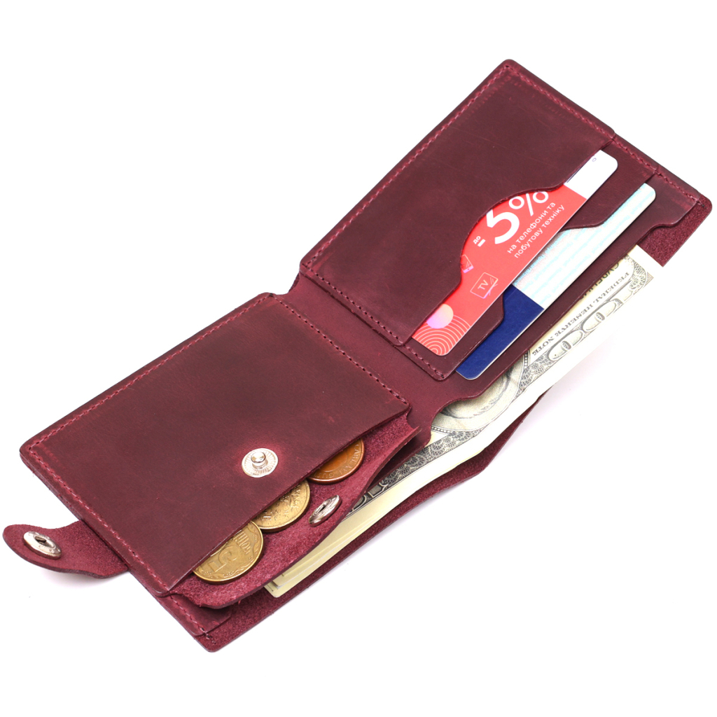 Портмоне Shvigel Шкіряне Бордове (16436) - зображення 7