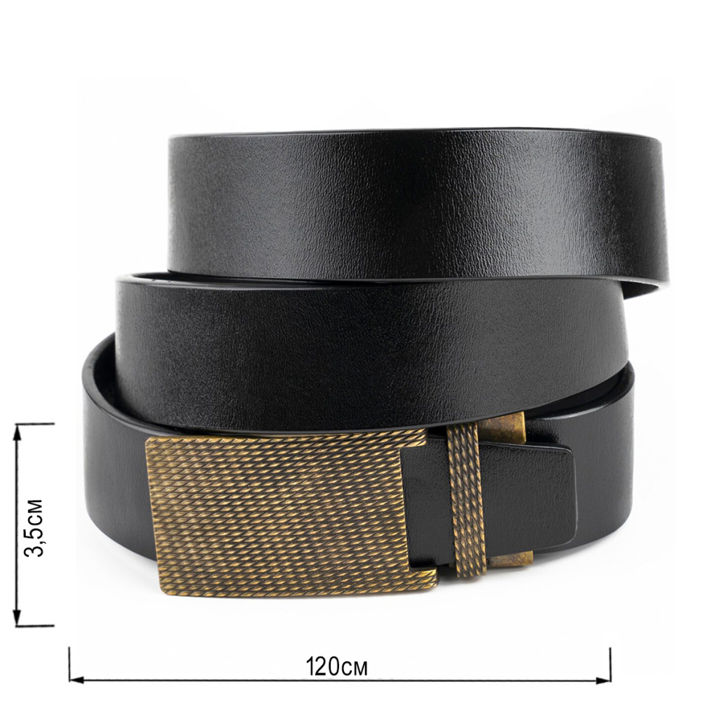 Ремінь Vintage Чоловічий з латунною пряжкою Чорний (20331) - зображення 3