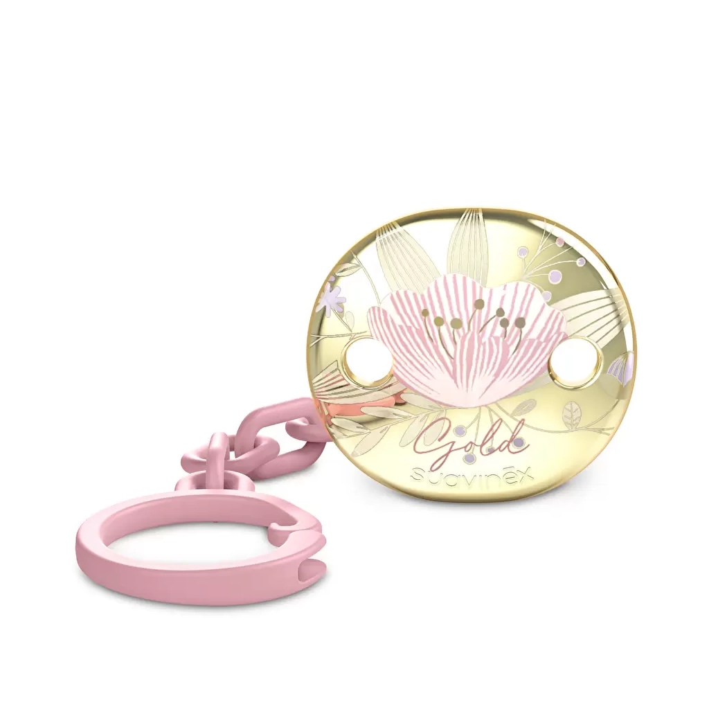 Кліпса для пустушок Suavinex Gold Edition рожева (307864) - зображення 1