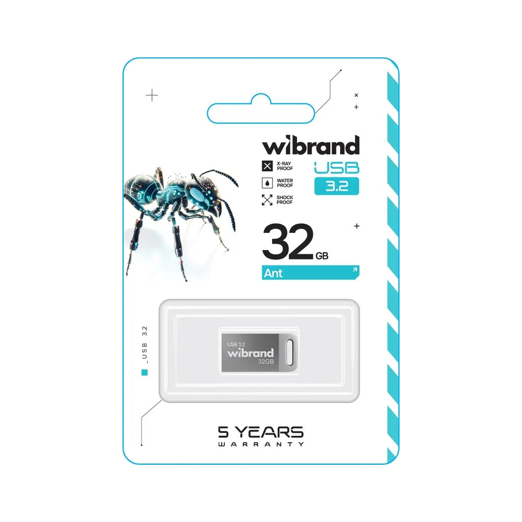 USB флеш накопичувач Wibrand 32GB Ant Silver USB 3.2 Gen 1 (USB 3.0) (WI3.2/AN32M4S) - изображение 2
