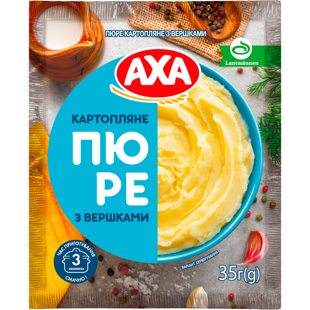 Їжа швидкого приготування АХА Пюре Картопляне зі вершками 35 г (4820237691330) - изображение 1