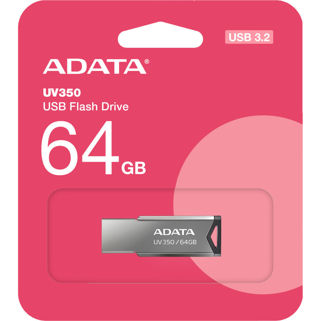 USB флеш накопичувач ADATA 64GB UV350 Metallic USB 3.2 (AUV350-64G-RBK) - зображення 5