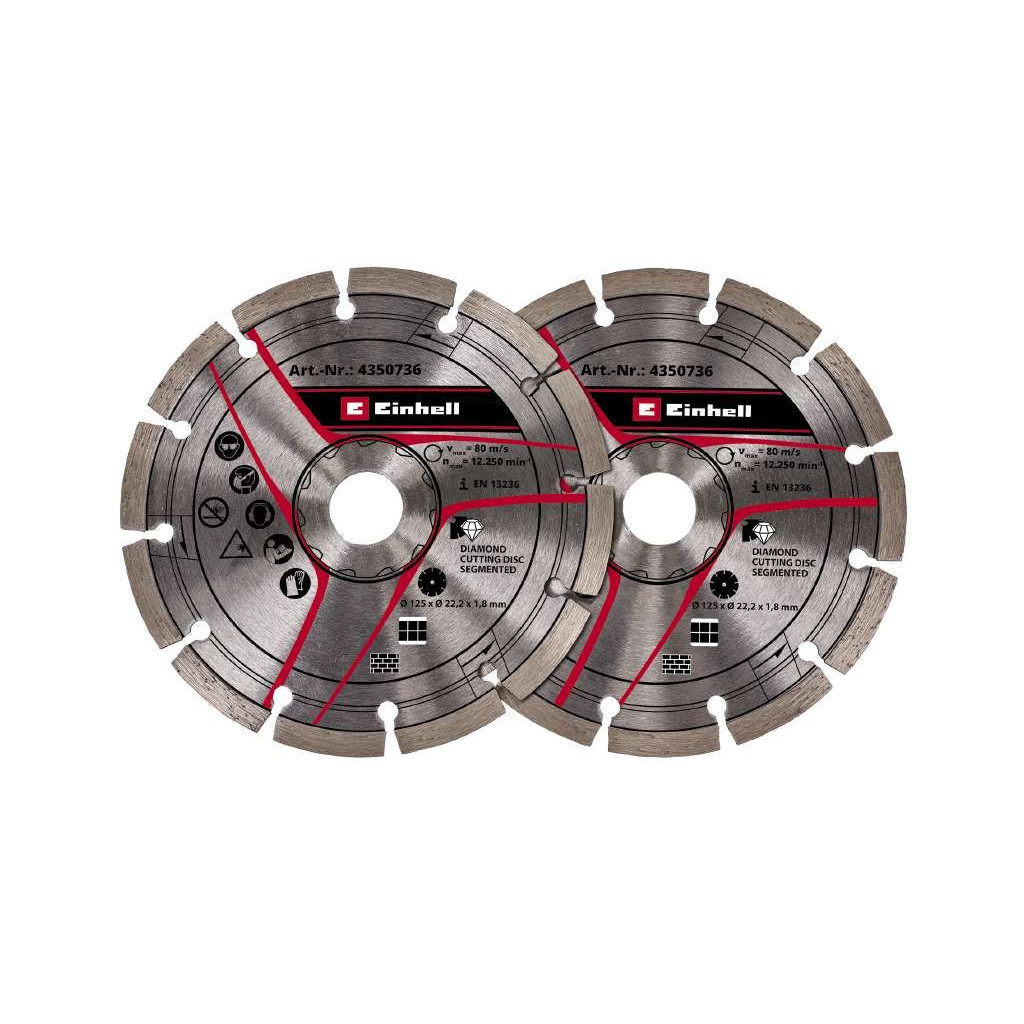 Круг відрізний Einhell алмазний 125х22.2мм, 2шт (4350736) - зображення 1