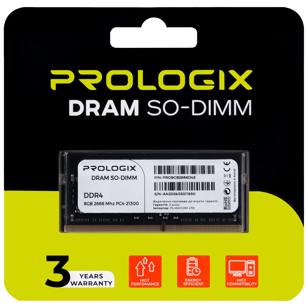 Модуль пам'яті для ноутбука SoDIMM DDR4 8GB 2666 MHz Prologix (PRO8GB2666D4S) - зображення 4