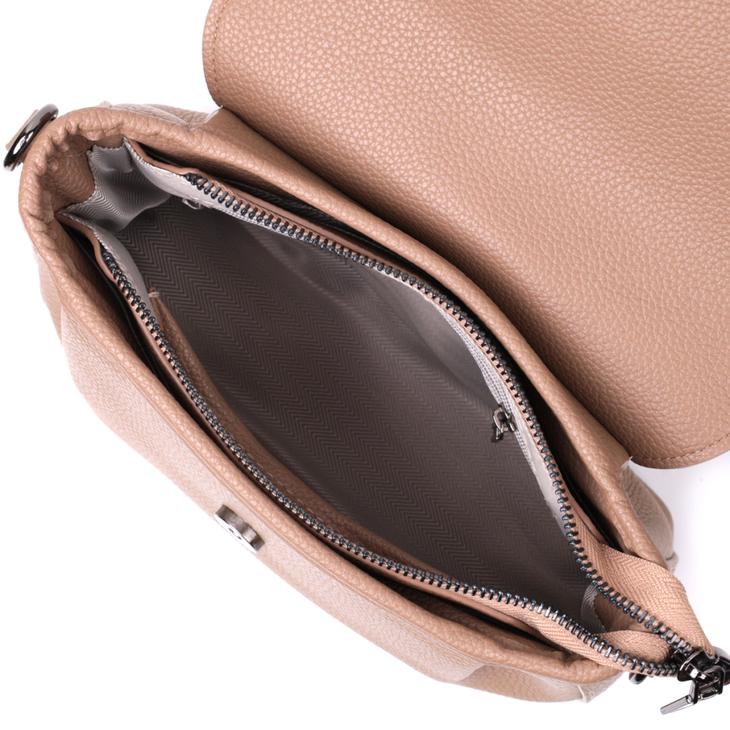 Сумка Vintage Жіноча з фактурним клапаном з натуральної шкіри Пудрова (22329) - зображення 8