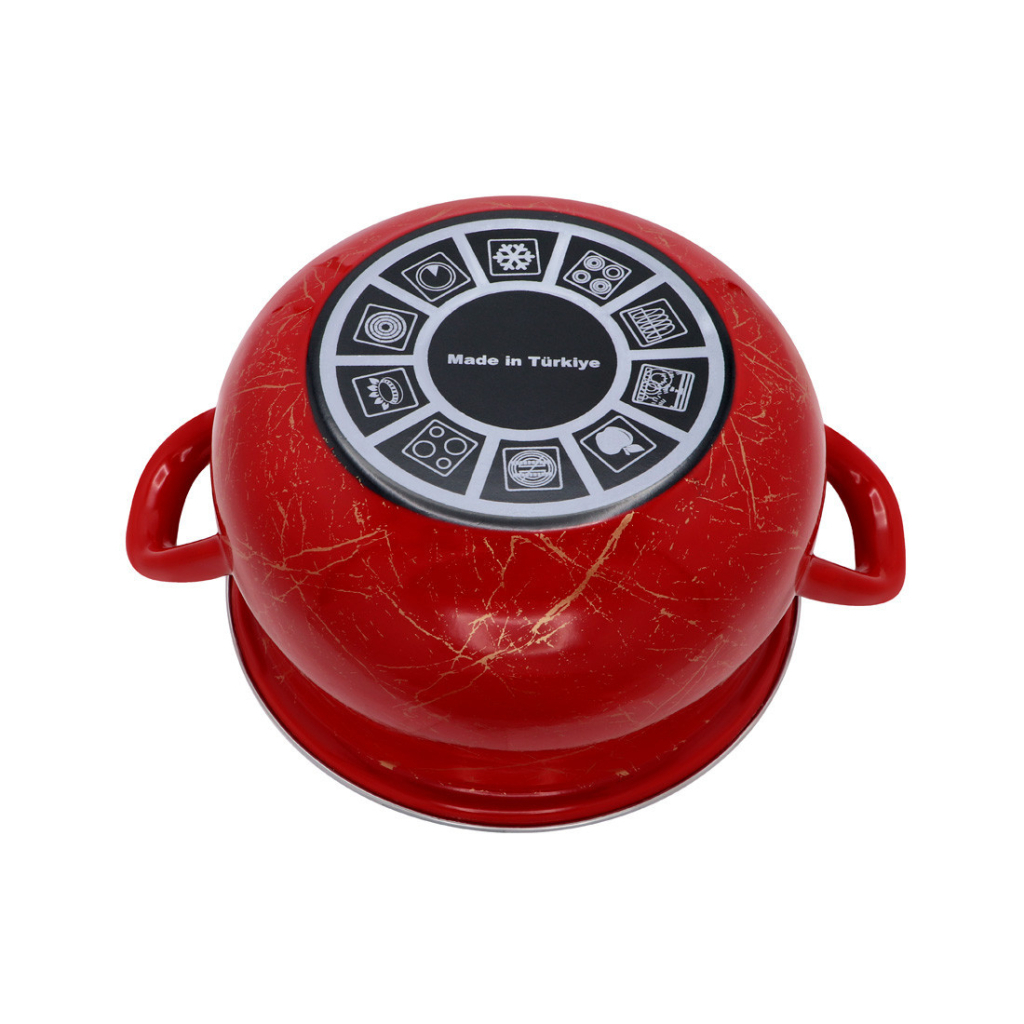 Каструля Interos емаль Червоний мармур 4,0л (ІТ-702-20) - зображення 3