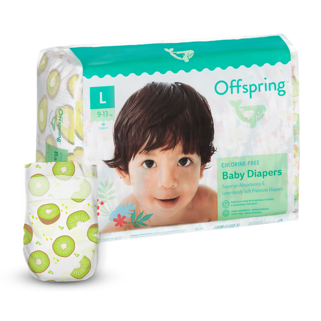 Підгузки Offspring Hairykiwi розмір L 9-13 кг 36 шт (DP-OI-FAT-L36P-HKW) - изображение 1