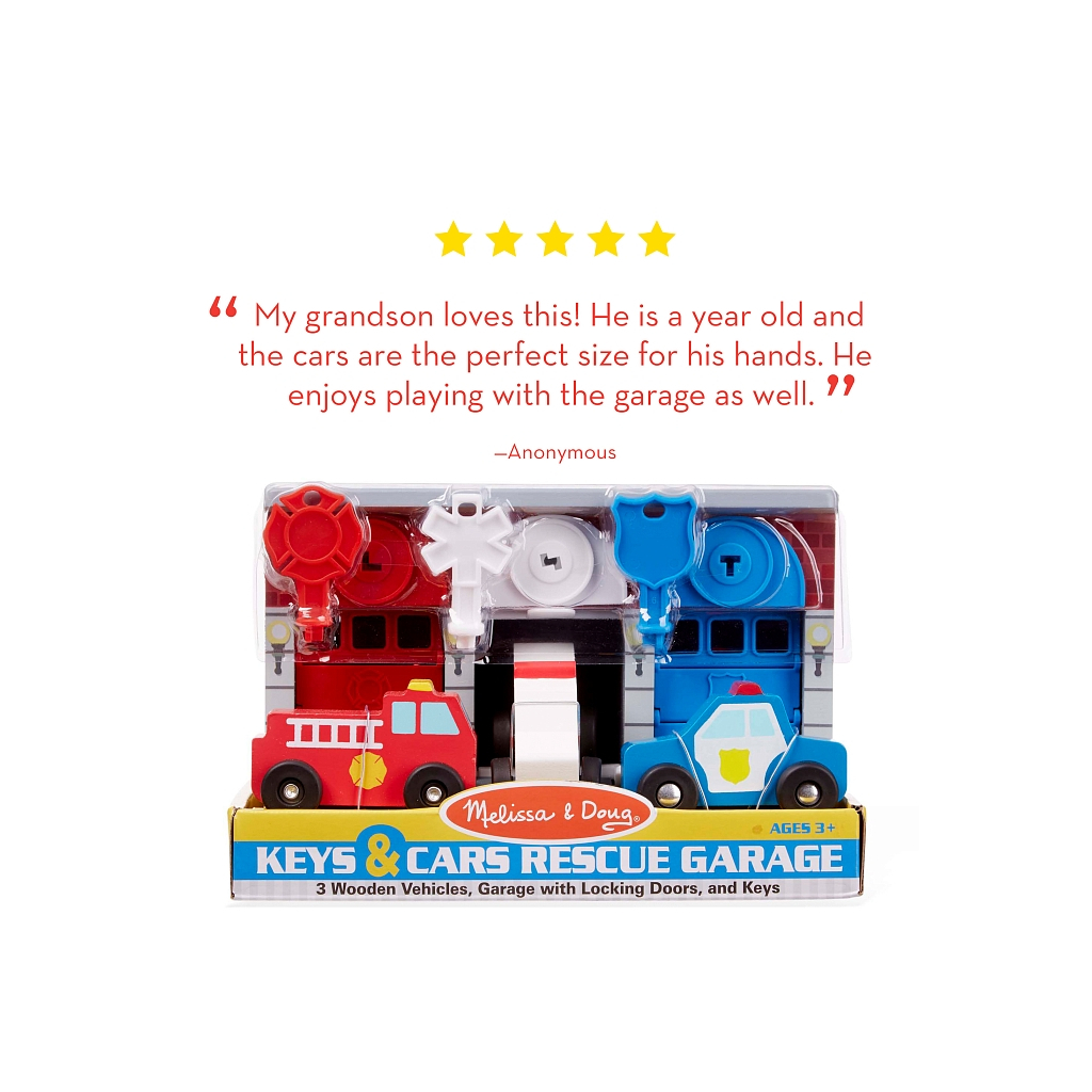 Ігровий набір Melissa&Doug Дерев'яний гараж рятувальних машин з ключами (MD4607) - зображення 4