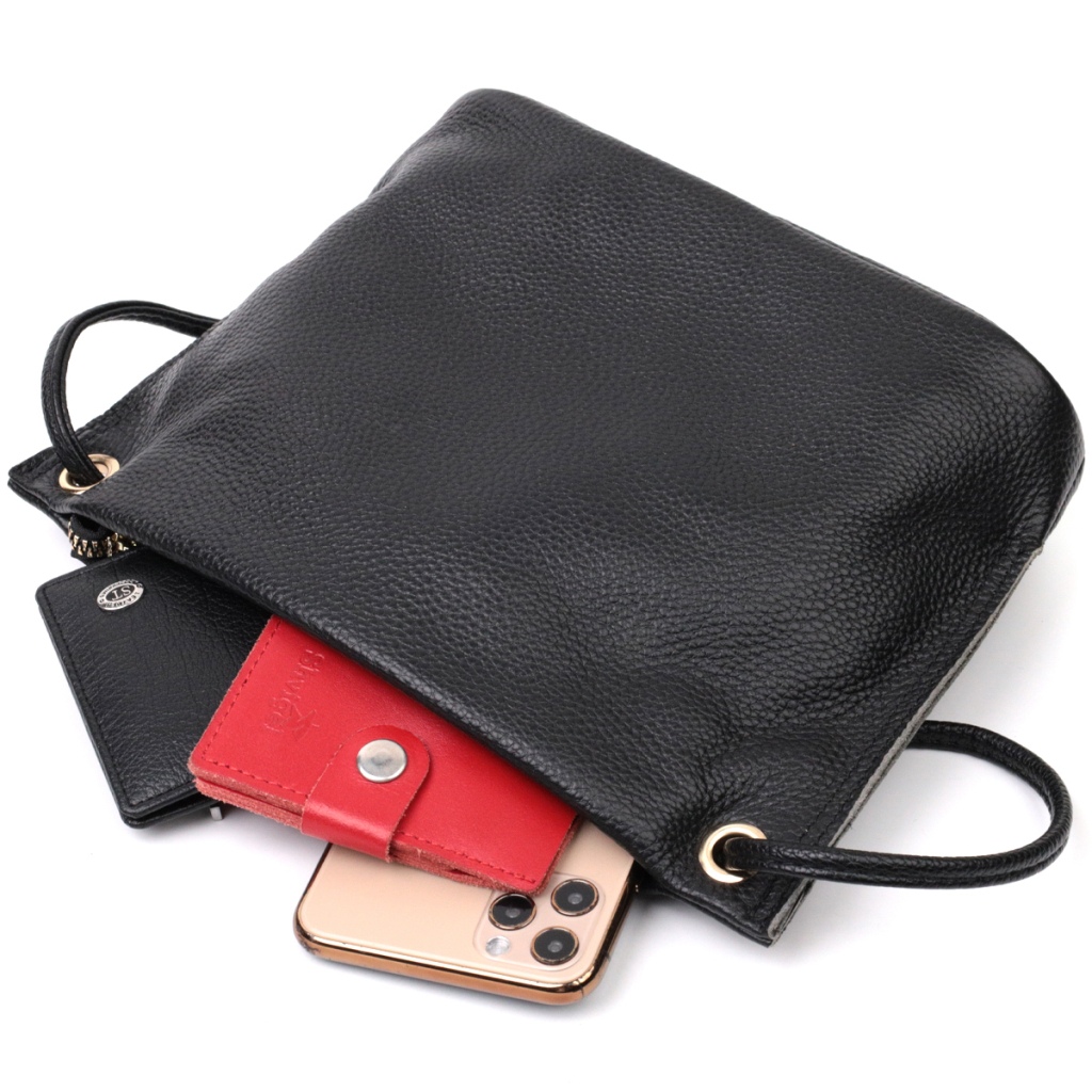 Сумка Vintage Жіноча трапецієподібна з натуральної шкіри Чорна (22395) - зображення 7