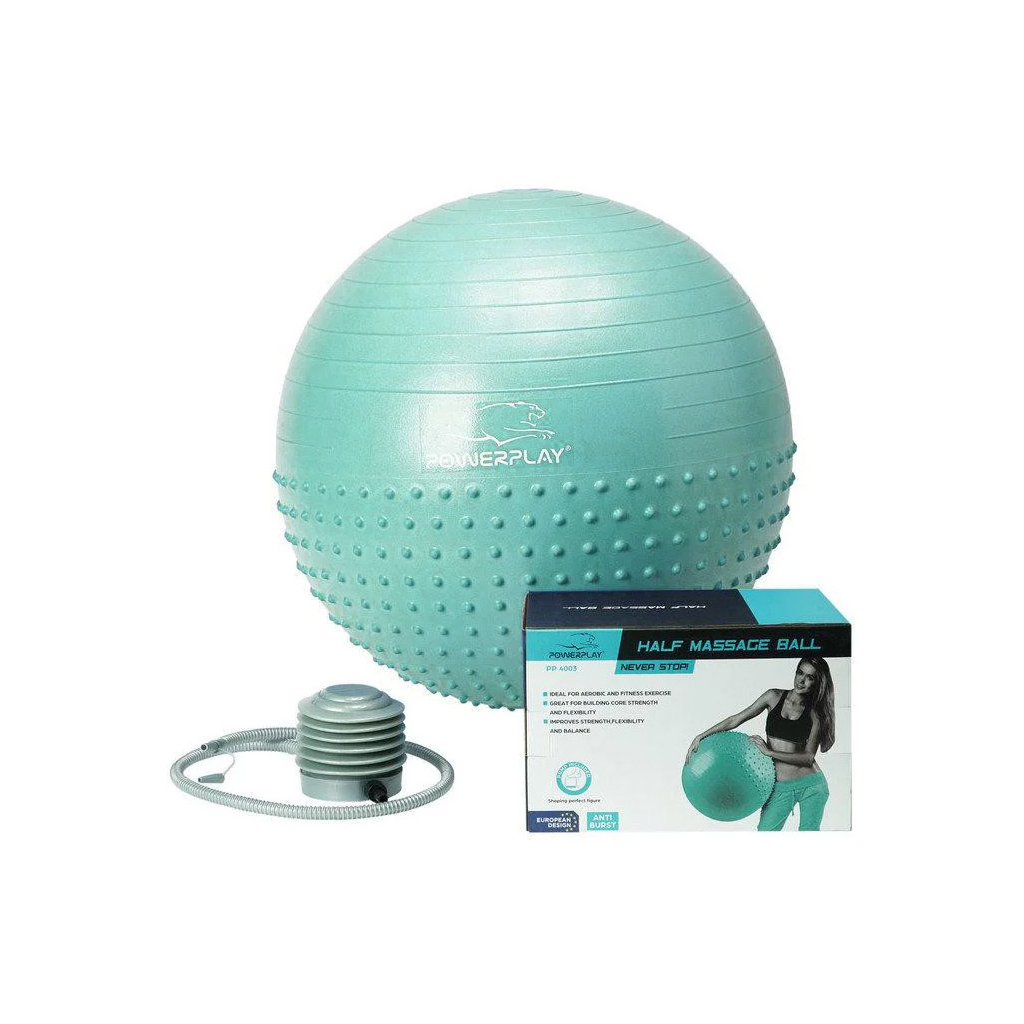 М'яч для фітнесу PowerPlay 4003 65см Зелений + помпа (PP_4003_65_Green) - зображення 1