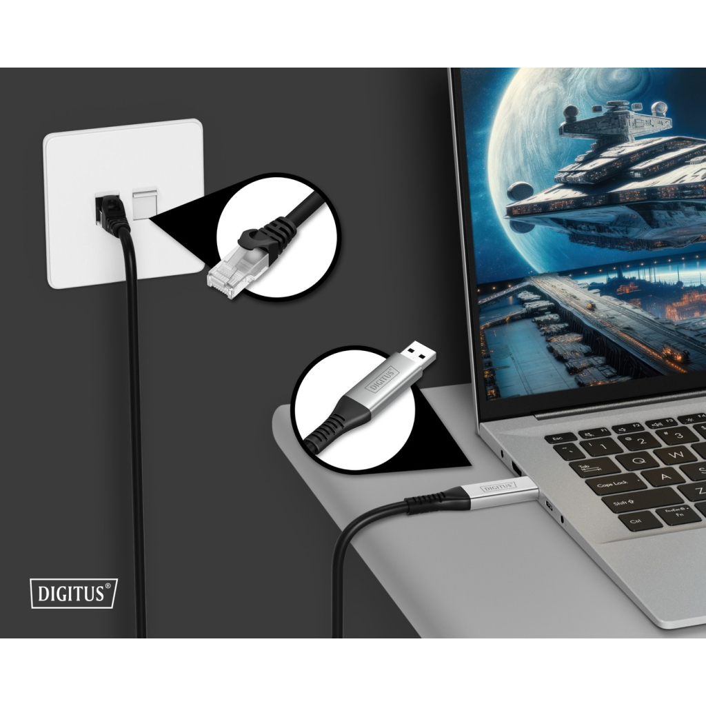 Дата кабель USB AM to RJ45 Ethernet 2.0m CAT6A S/FTP 1Gbps LSZH Digitus (AK-300600-020-S) - зображення 4