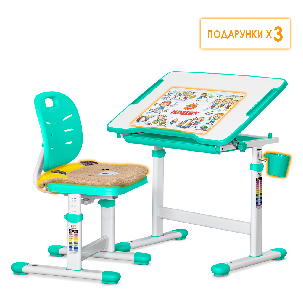 Парта зі стільцем Evo-kids Green (Evo-06 Ergo Z) - изображение 5
