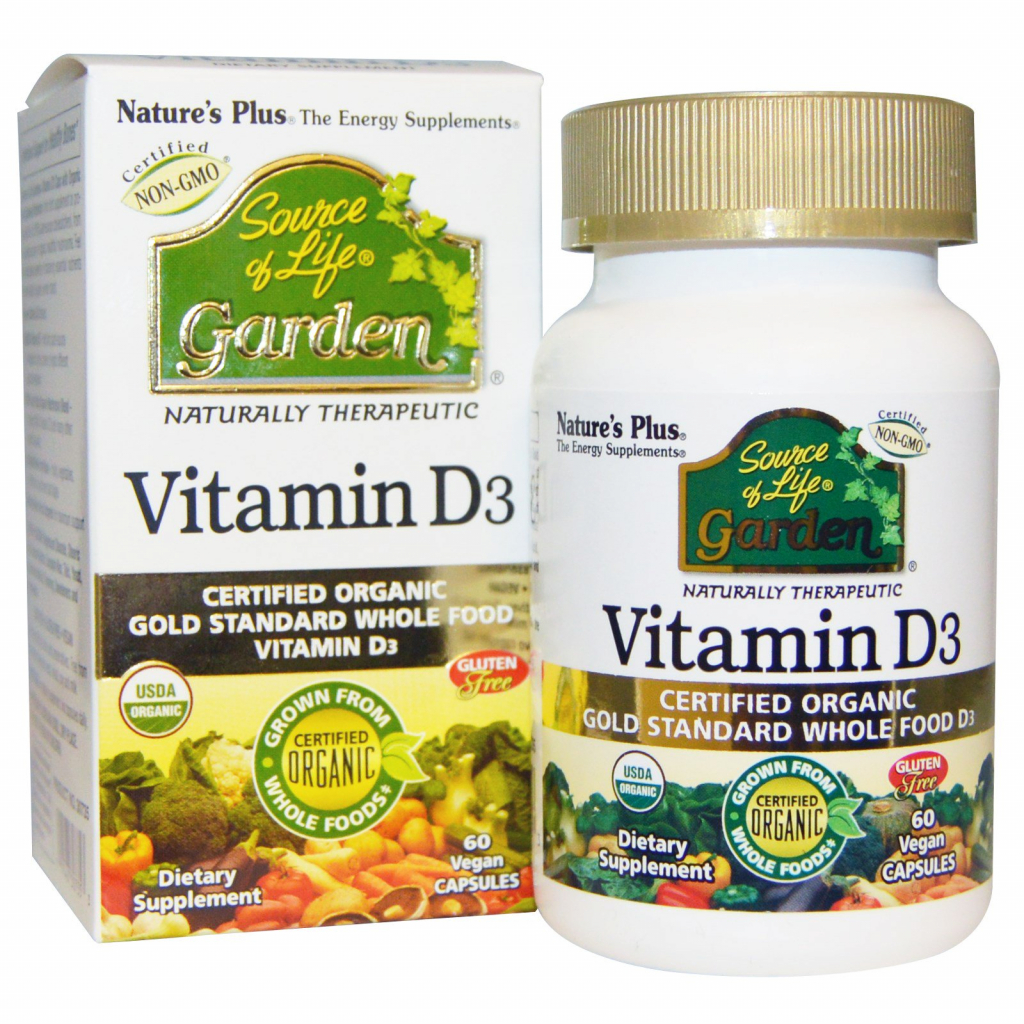 Вітамін Natures Plus Органічний Вітамін D3 5000IU, Source of Life Garden, 60 геле (NAP-30735) - зображення 1