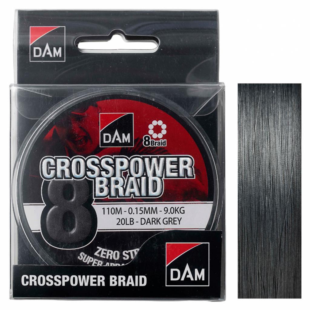 Шнур DAM CROSSPOWER 8-BRAID 110м 0,17мм 11,3кг/25Lb (dark grey) (60080) - зображення 1