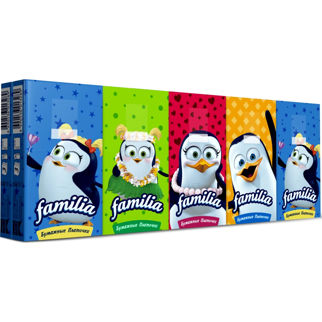 Серветки косметичні Familia 3 шари 10 пачок по 10 шт. (8690536063284) - зображення 2