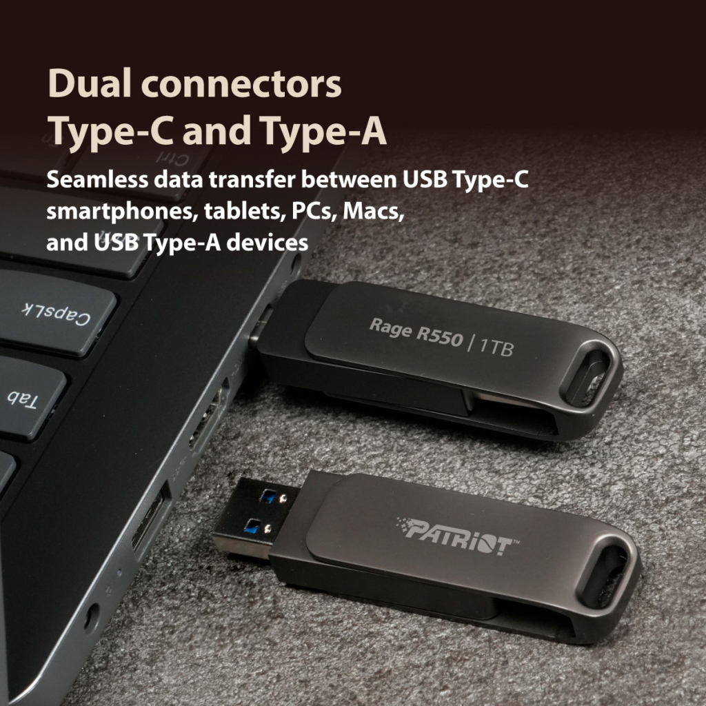 USB флеш накопичувач Patriot 128GB Rage R550 Matte Black USB 3.2/Type-C (PE128GR550DSAD) - изображение 7