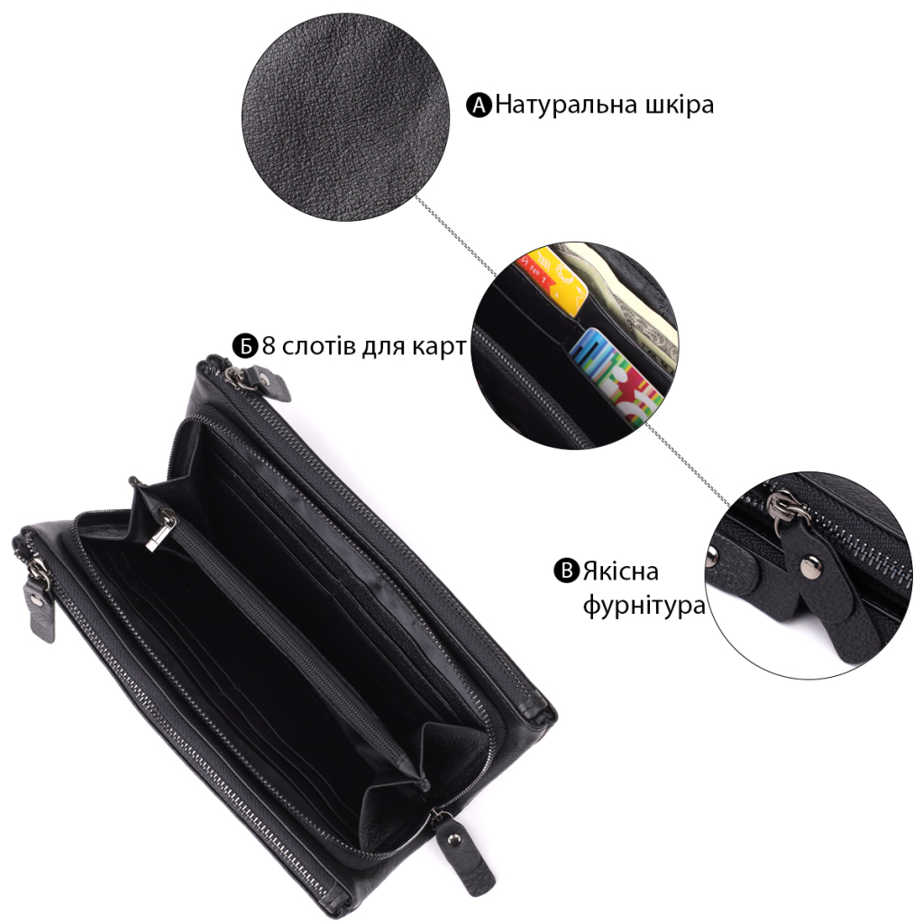 Гаманець ST Leather Шкіряний Чорний (23111) - зображення 4