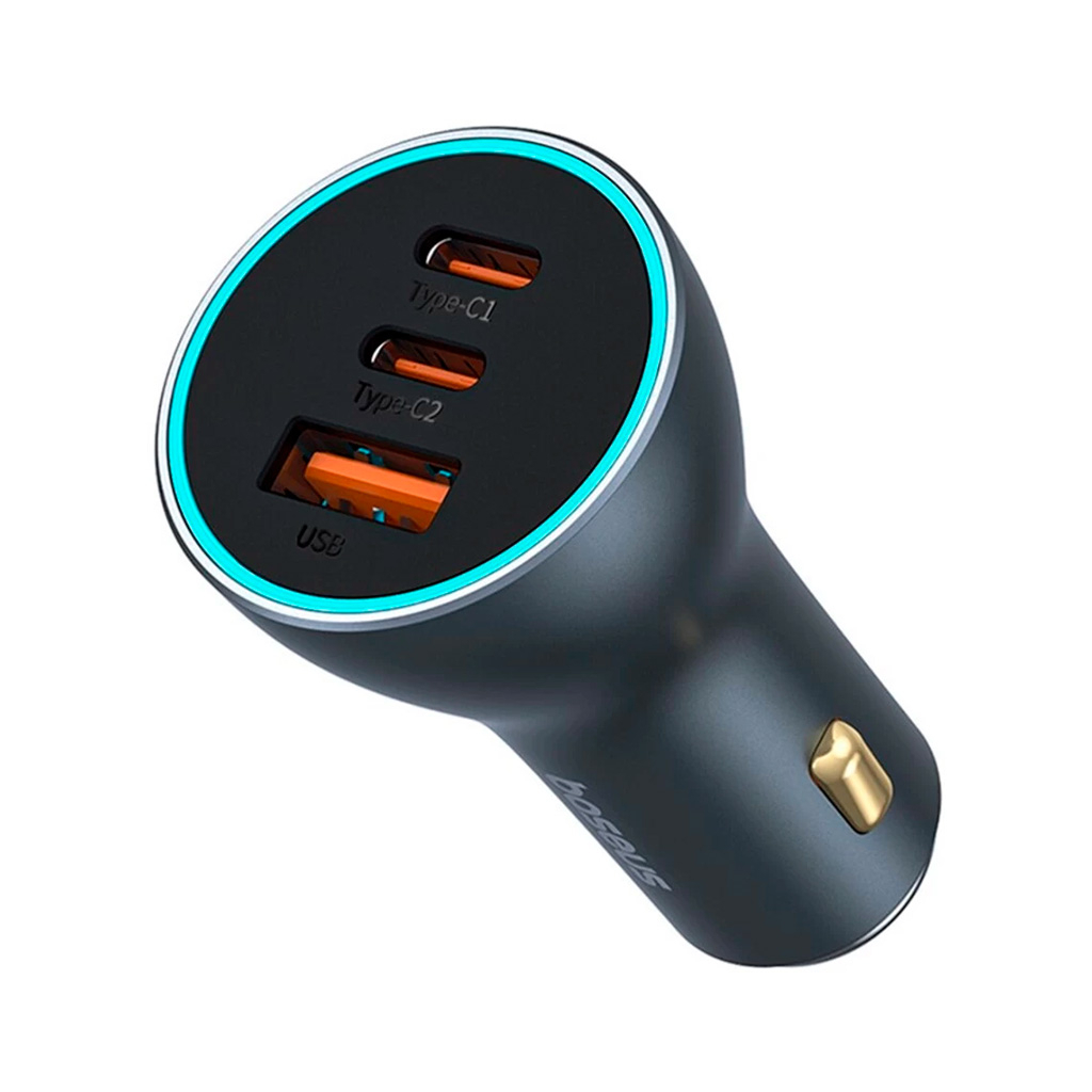 Зарядний пристрій Baseus Golden Contactor Pro GaN Fast Charging Car Charger U+2C 65W Lunar Gray (C00035202841-00) - зображення 1