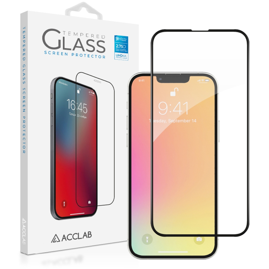 Скло захисне ACCLAB Full Glue ESD Apple Iphone 13/13 Pro Black (1283126542527) - зображення 1