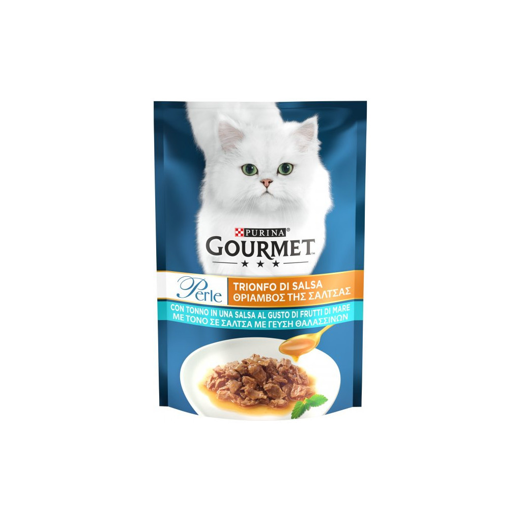 Вологий корм для кішок Purina Gourmet Perle Gravy Delight Міні філе у соусі з тунцем 85 г (7613036137782) - зображення 1