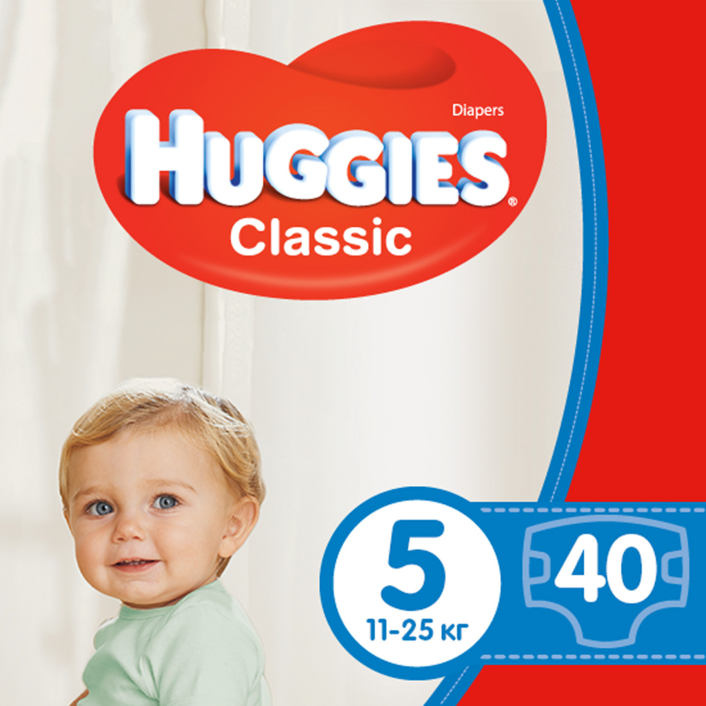 Підгузки Huggies Classic 5 (11-25 кг) Jumbo 40 шт (5029053573922) - зображення 1