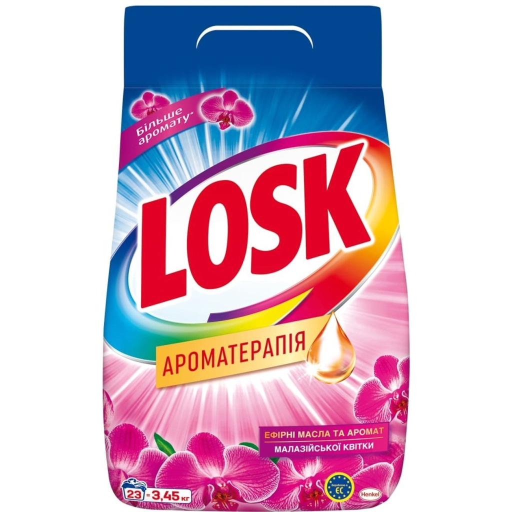 Пральний порошок Losk Ароматерапія Ефірні олії та ар. Малазійської квітки 3.45 кг (9000101546569) - зображення 1