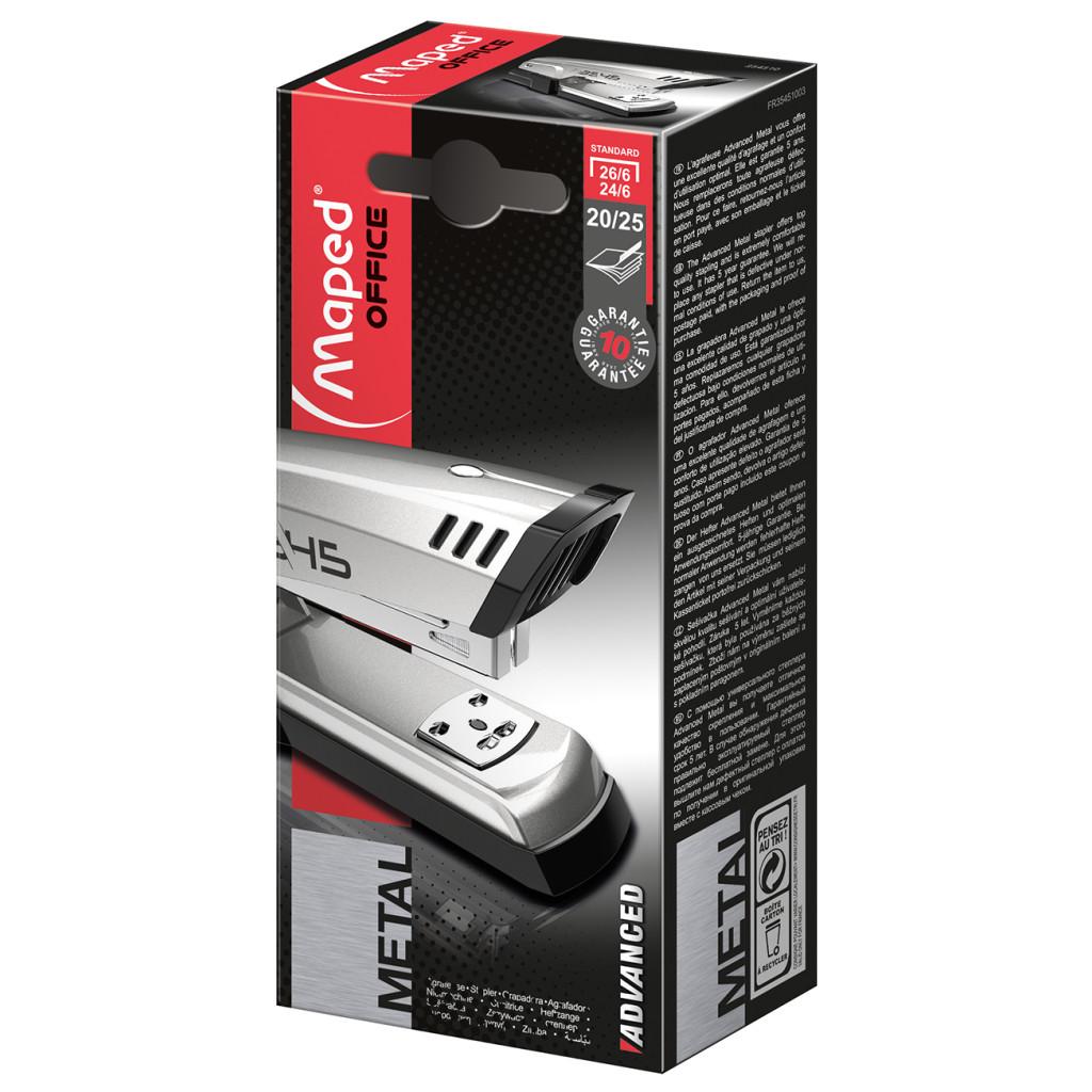 Степлер Maped ADVANCED METAL, металевий, 25л., (Скоби №24 / 6, 26/6), сріб (MP.354510) - зображення 5