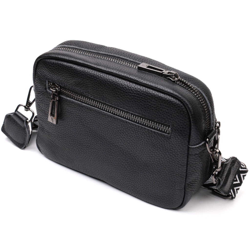 Сумка Vintage Компактна жіноча крос-боді з натуральної шкіри Чорна (22294) - зображення 2
