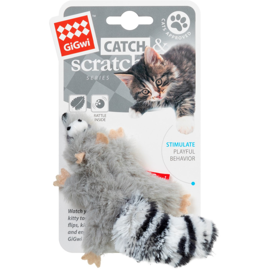Іграшка для котів GiGwi Catch&scratch Єнот з котячою м'ятою 8 см (75019) - зображення 2