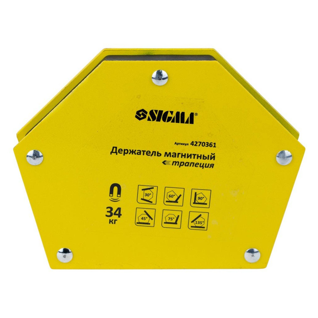 Магніт для зварювання Sigma трапеція 34кг 105x65x65x45мм (30,45,60,75,90,135 °) (4270361) - изображение 1