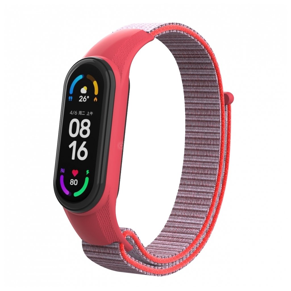 Ремінець до фітнес браслета Armorstandart нейлоновий для Xiaomi Mi Band 7/6/5/4 Grey/Red (ARM67853) - зображення 1
