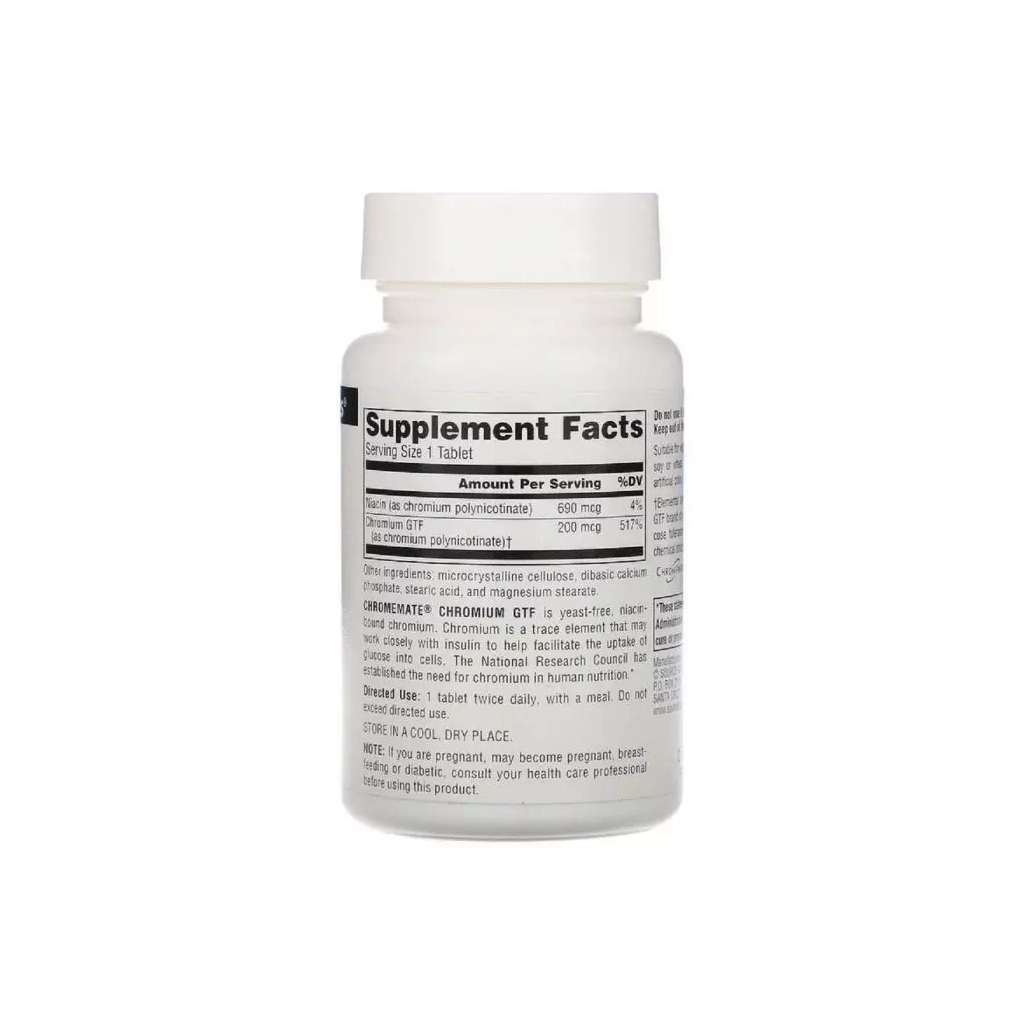 Мінерали Source Naturals Хром GTF 200мкг, ChromeMate, 240 таблеток (SNS-00107) - зображення 2