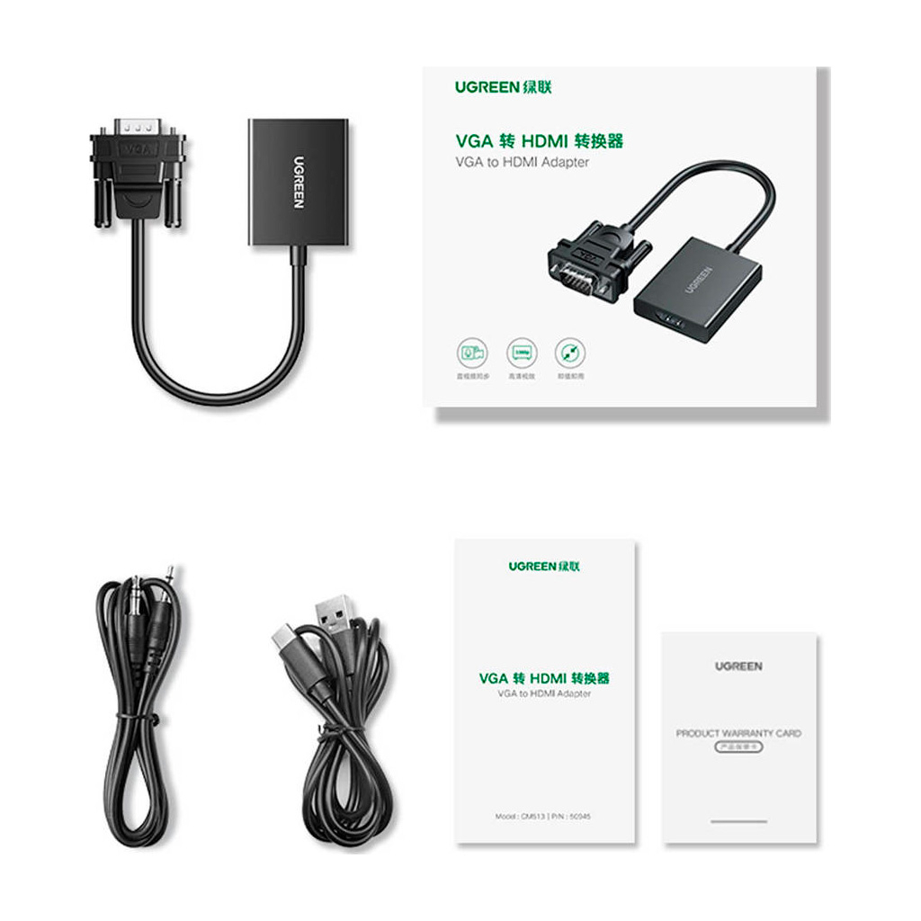 Перехідник VGA M to HDMI F CM513 black Ugreen (50945) - зображення 3