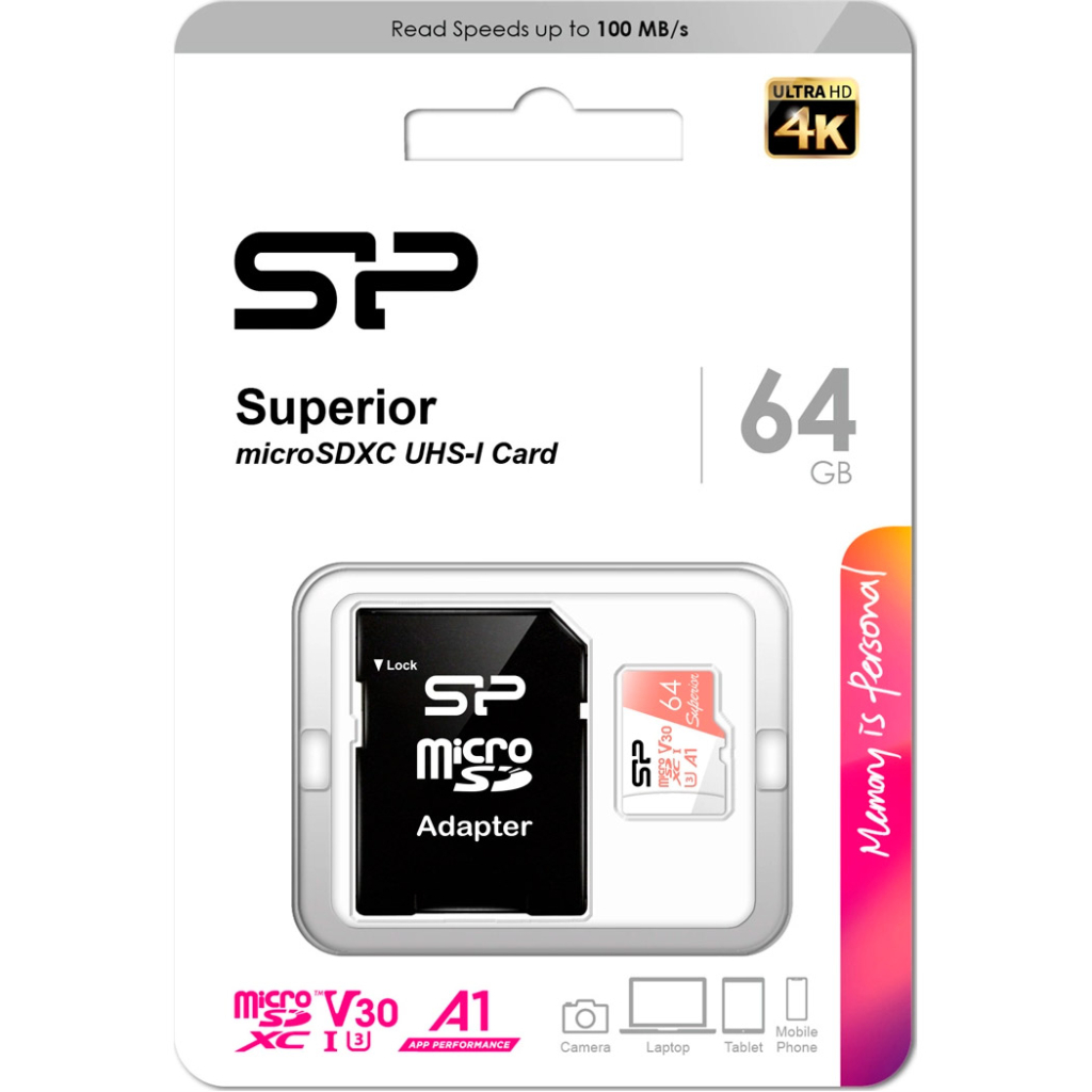 Карта пам'яті Silicon Power 64GB microSDXC class 10 UHS-I U3 V30 A1 Superior (SP064GBSTXDV3V20SP) - зображення 3