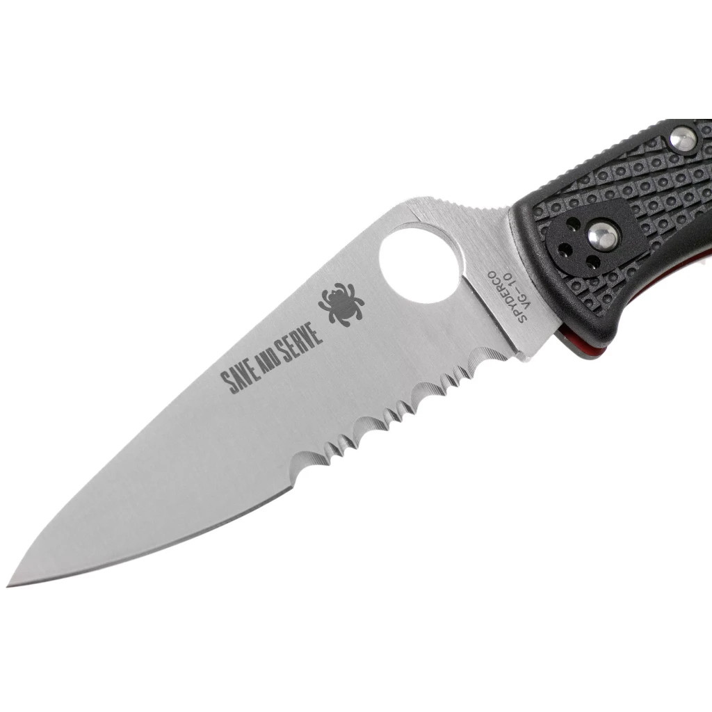 Ніж Spyderco Endura 4 Thin Red Line напівсеррейтор (C10FPSBKRD) - зображення 3