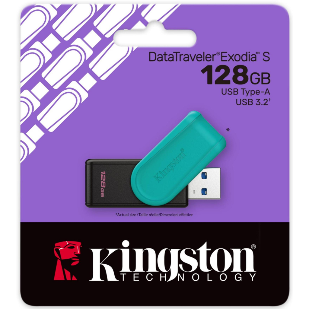 USB флеш накопичувач Kingston 128GB DataTraveler Exodia S Black/Turquoise USB 3.2 (DTXS/128GB) - зображення 4