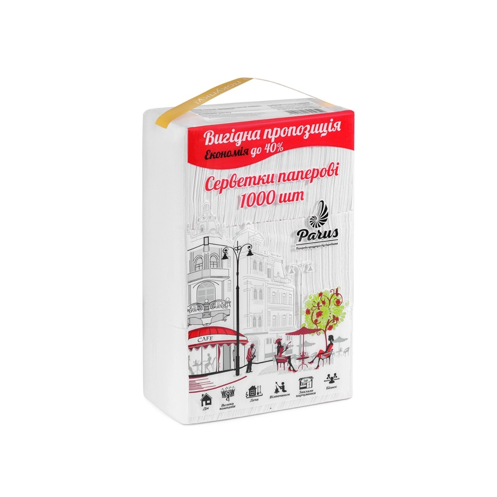 Серветки столові Parus 1 шар 1000 шт. (4820205440014) - изображение 1