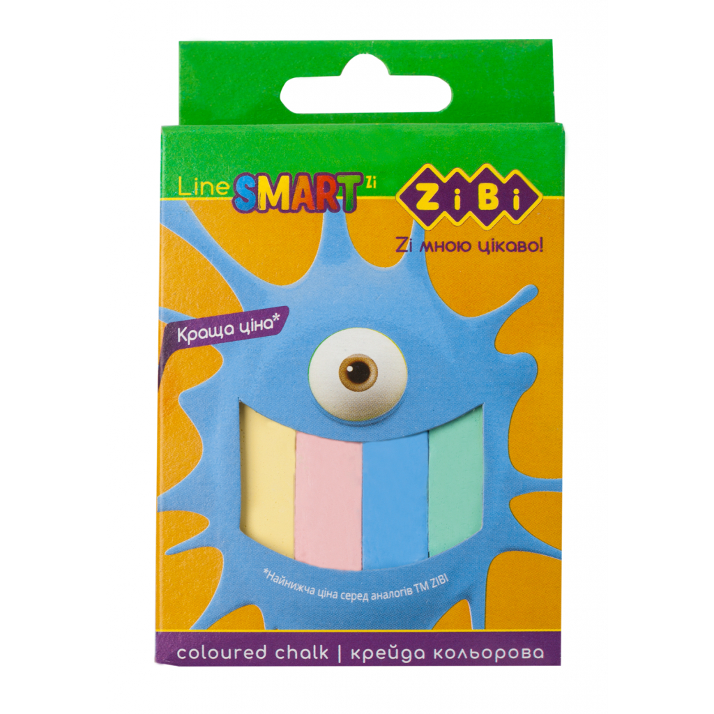 Крейда ZiBi кольорова квадратна, 12 шт, SMART Line (ZB.6705-99) - изображение 1