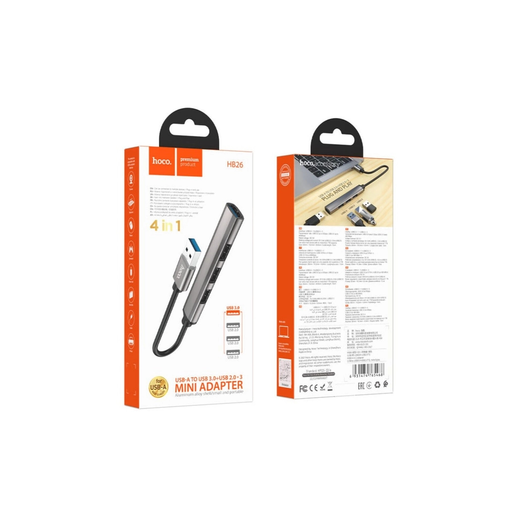 Концентратор HOCO USB to USB 3.0 + 3xUSB 2.0 metal gray (6931474765468) - зображення 5