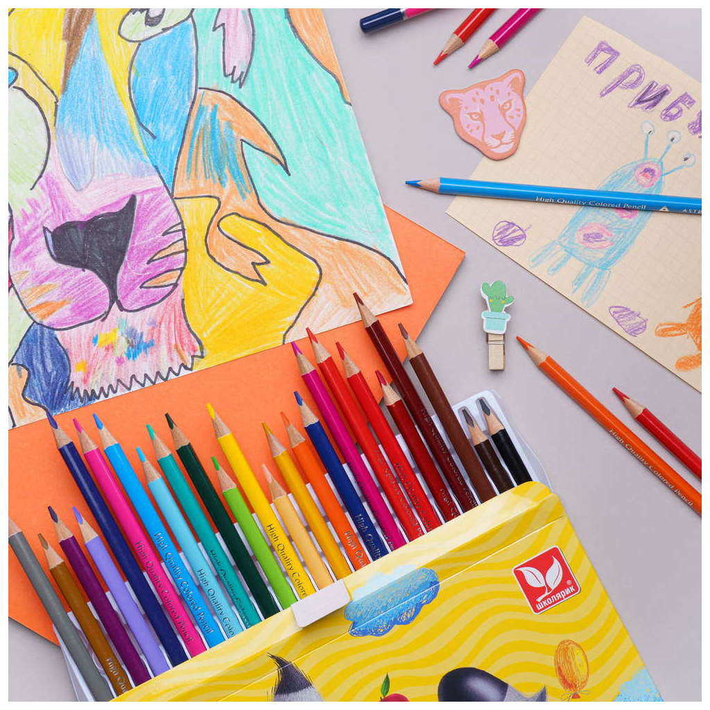 Олівці кольорові Школярик Тригранні З точилкою 24 кольори (312110003-UA) - зображення 3