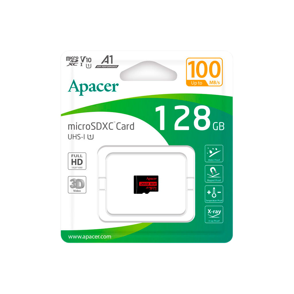 Карта пам'яті Apacer 128GB microSD class 10 UHS-I V10 A1 (AP128GMCSX10UB-RA) - зображення 2