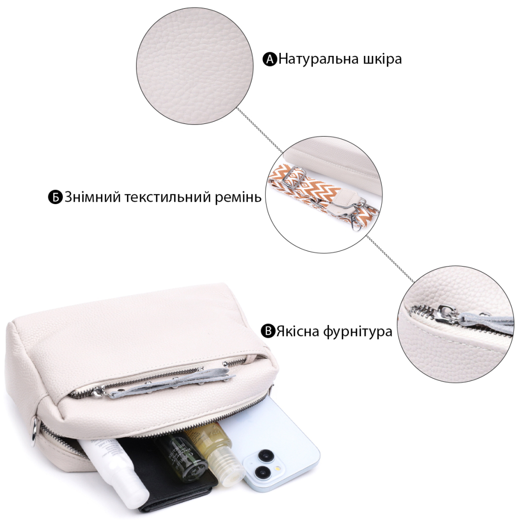 Сумка Vintage Жіноча шкіряна Біла (22653) - зображення 4