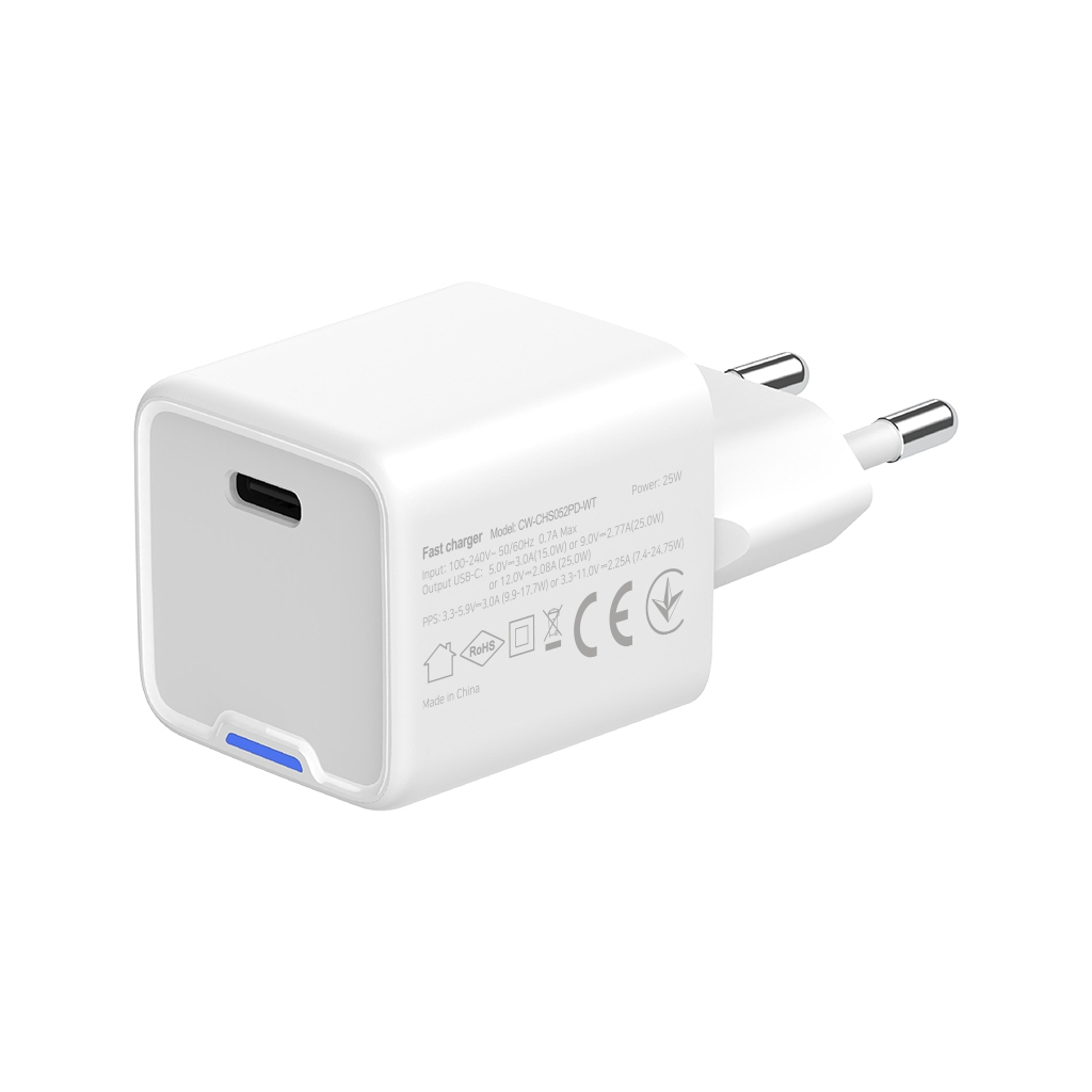 Зарядний пристрій ColorWay GaN Mini 25W PD Port PPS USB-C white (CW-CHS052PD-WT) - зображення 4