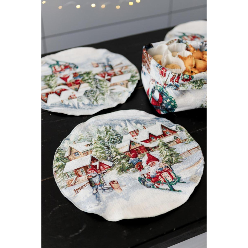 Серветка на стіл Прованс гобеленова з велюром Снігова зима D 35см (036442) - зображення 3