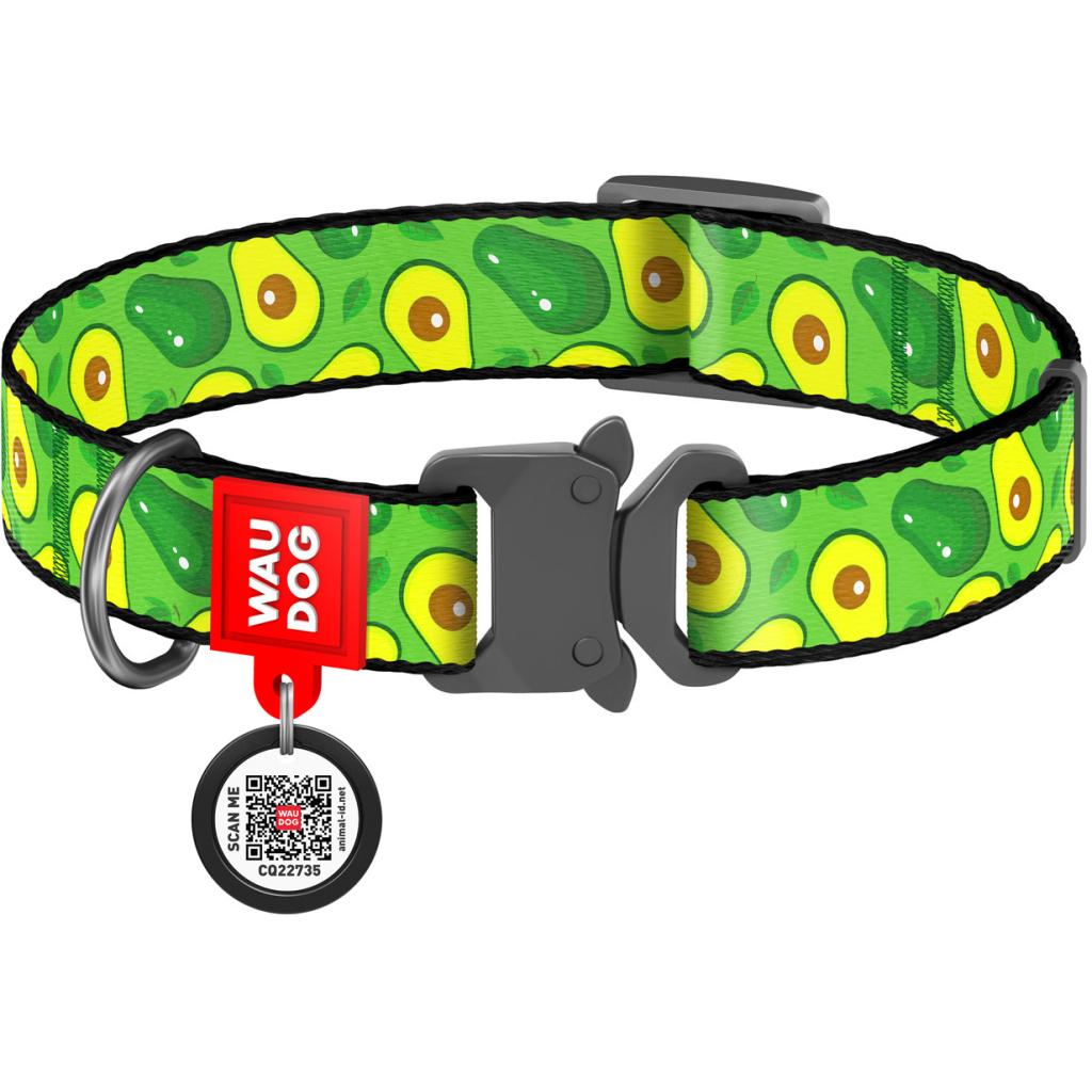 Нашийник для тварин WAUDOG Nylon "Авокадо" металічна пряжка-фастекс S (5135) - зображення 1