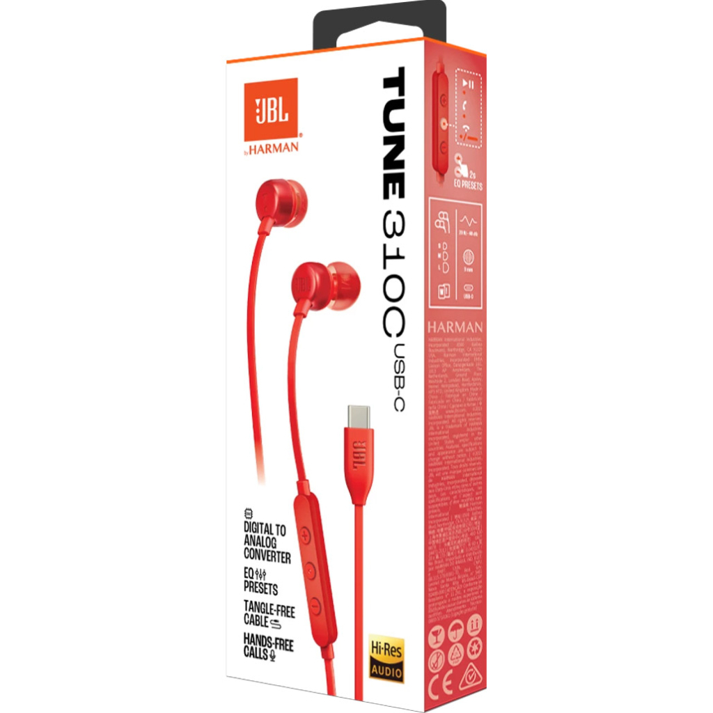 Навушники JBL Tune 310C USB-C Red (JBLT310CRED) - зображення 6